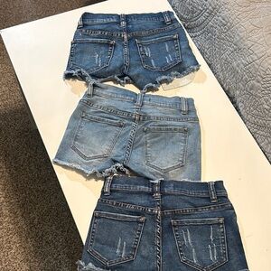 BUNDLE 3 Contrast Blue Distressed Kids Denim Shorts